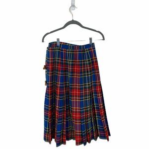 Scottish Tartan Skirt Size XS Kilt Retro Vintage Aston Women Wool Red Black Blue